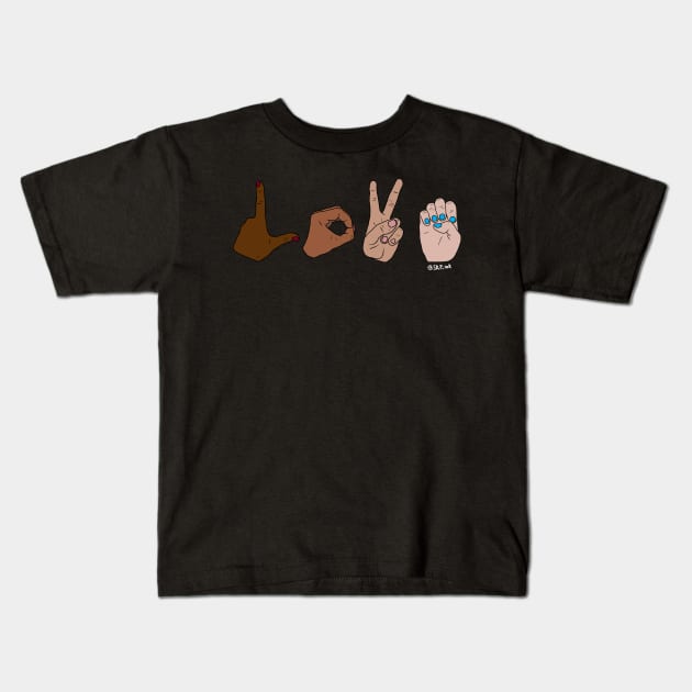 Love American Sign Language Kids T-Shirt by SKPink